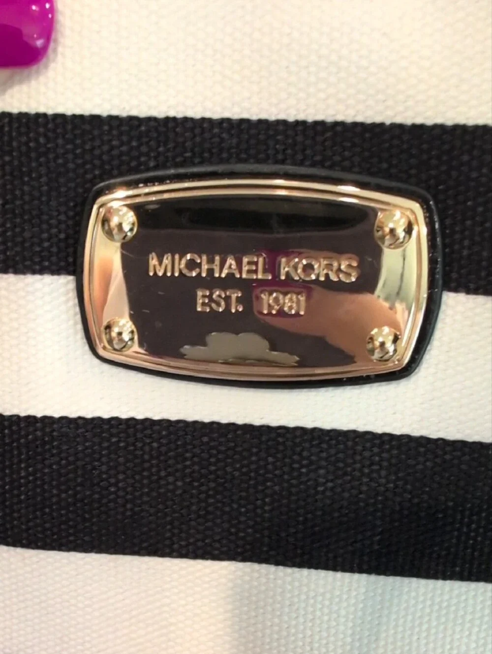 Michael Kors Striped Canvas Tote Bag
